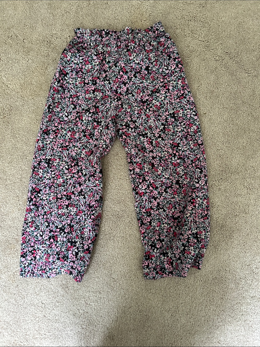 Zara Pink Black Floral Kids Pants